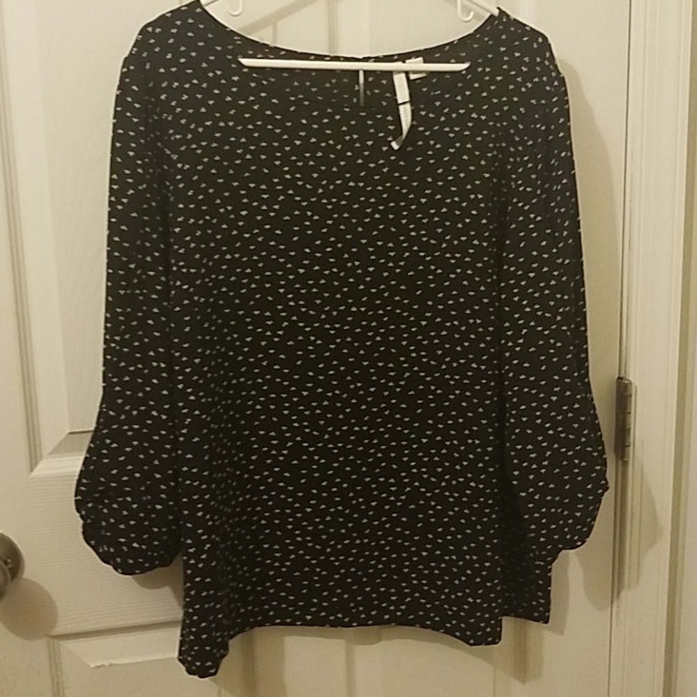 Lauren Conrad Black Bell 3/4 Sleeve Blouse